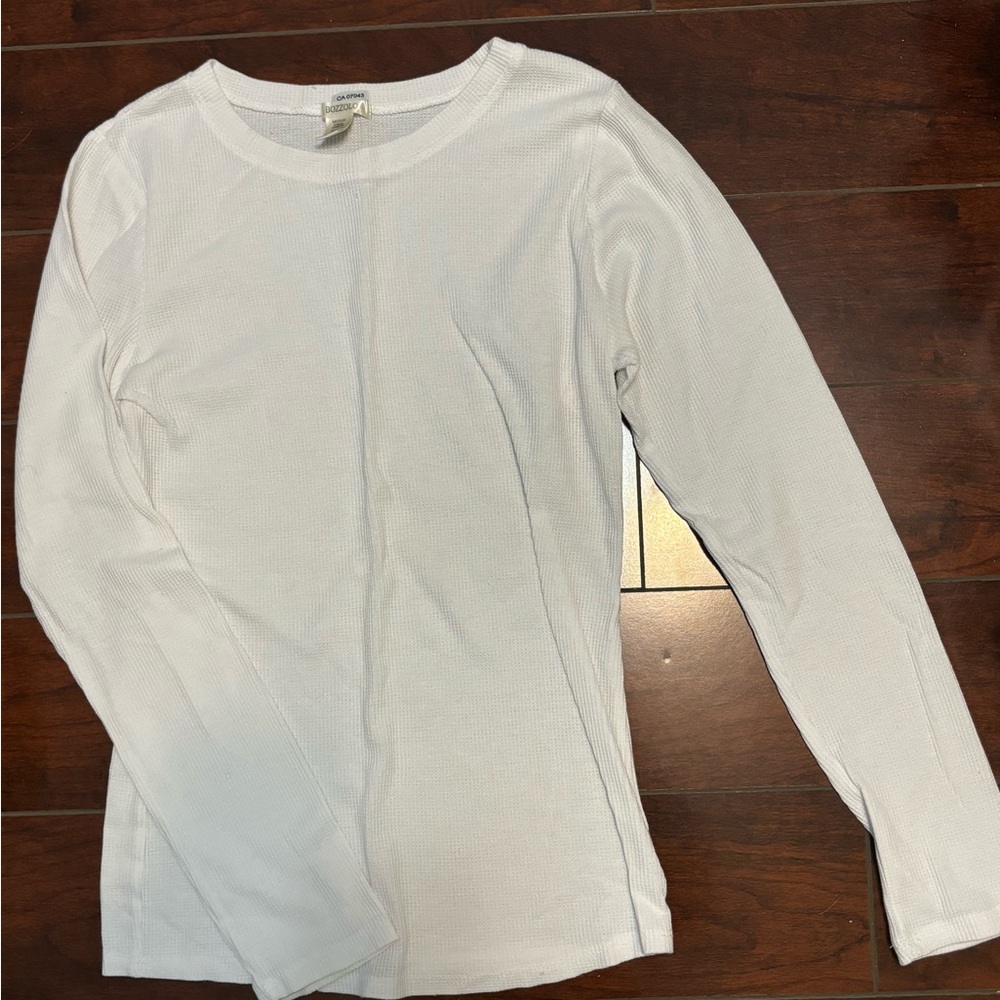 White Long Sleeve Top waffle